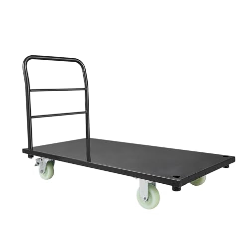 VEVOR Heavy Duty Platform Truck, 2000 LBS Industrial Steel Flatbed Cart with 360° Swivel Wheels, Platform Push Cart Dolly, Easy Storage for Warehouse/Garage/Moving/Garden (48" x 24" x 32") - size: 48.0 x 24.0 x 32.1 in/1220 x 610 x 815 mm