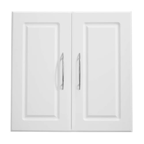 VEVOR Laundry Room Wall Cabinet, 2-Tier Wall Mounted Hanging Cabinet with Adjustable Shelf, Cupboard Storage with 2 Doors, for Kitchen, Bathroom, Laundry, 11.8 x 23.6 x 23.6 in (D x W x H), White - size: 24 Inch, style: 2 Doors