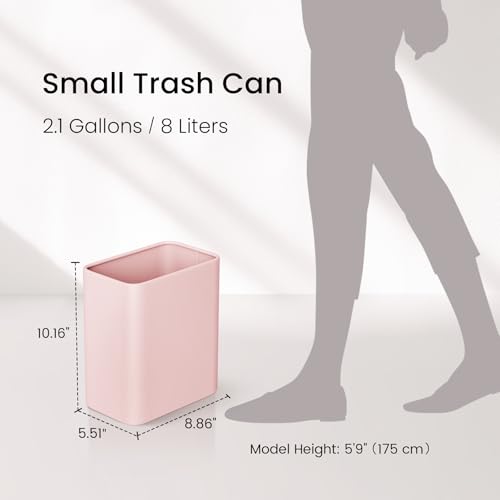 Cesun Small Bathroom Trash Can, 2.1 Gallons, Under Sink Wastebasket, Pink - color: Pink