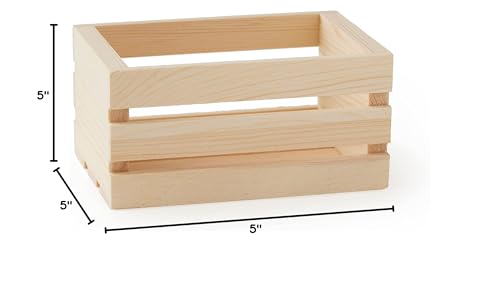 Make Market 5" Wooden Crate - Unfinished Wood Crate for Storage, Decorative Display, Arts & Crafts, Made of 100% Cedar - Bulk 24 Pack