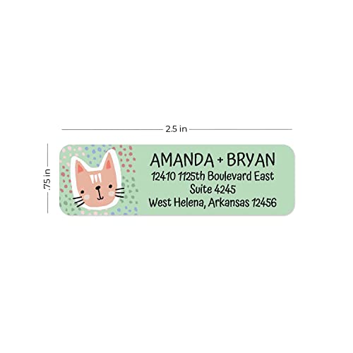 Modern Cats Rolled Address Labels/Roll of 500 Personalized Return Address Labels/Designer Return Address Stickers in Elegant Plastic Dispenser - size: 500 Labels, style: Cats