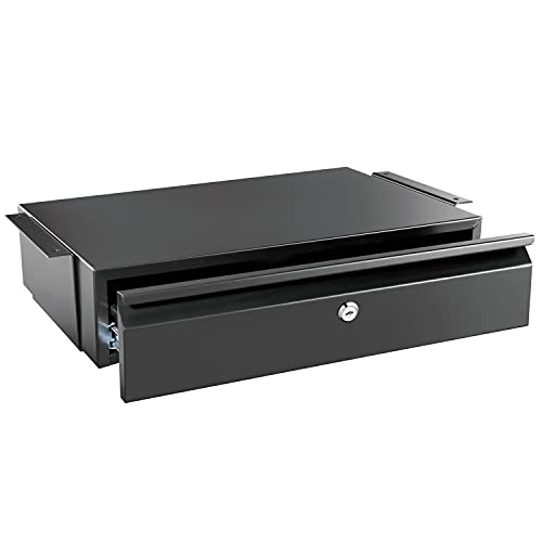 Mount-It! Locking Under Desk Pull-Out Drawer, Steel, 11 lb Capacity, 2 Keys - size: Lockable