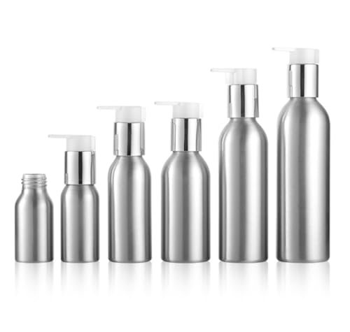 2 Pcs 120ml 4oz Aluminum Lotion Pump Bottle Soap Dispenser with White Pump Cream Pump Bottle Cosmetic Container Toiletries Bottle Vial Jar for Liquid Hand Soap Shampoo Essential Oil(Silver)