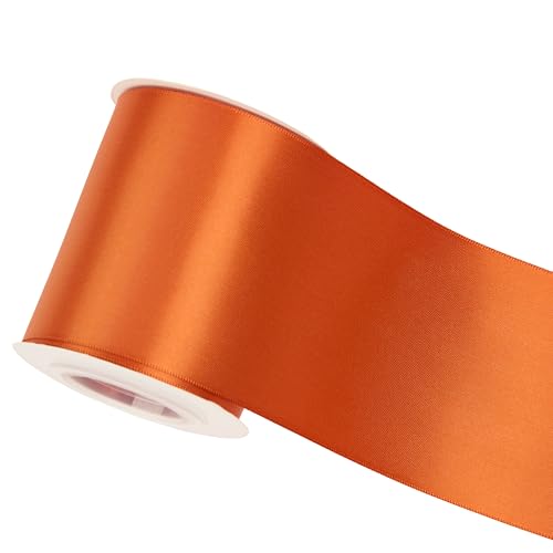 Orange Double-Faced Satin Ribbon, 3 Inch x 10 Yards - color: Terracotta
