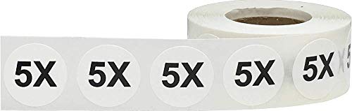 White Circle 5X Clothing Size Stickers for Retail Apparel 0.75 Inch 500 Total Adhesive Labels - color: 5x