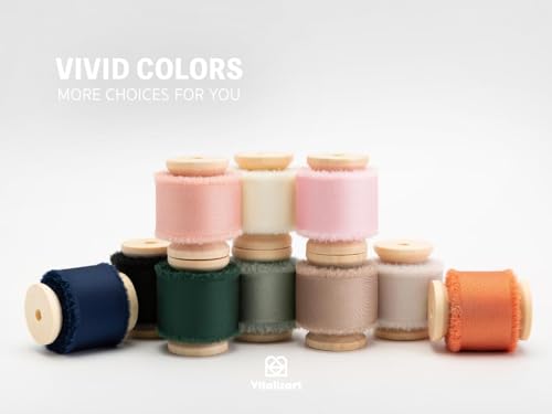 Vitalizart Silk Satin Ribbon 1" x 15 Yds Wooden Spool Terracotta & Cream - color: Terracotta Fall