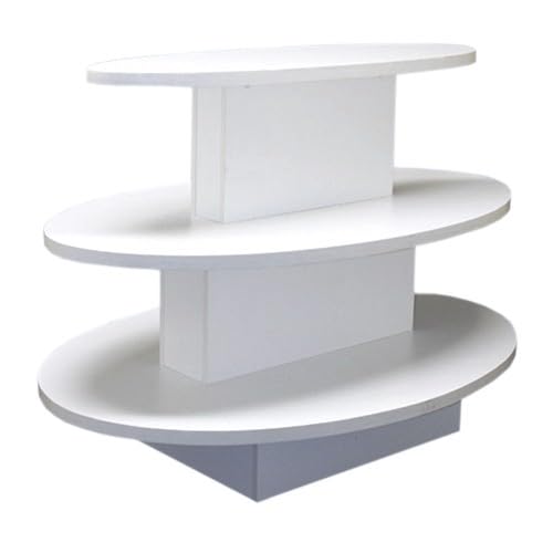 Only Hangers 3 Tier Display Tables in Black, White, or Maple - Available in Oval, Rectangular or Square (Oval/Round, White) - color: White, style: OVAL/ROUND
