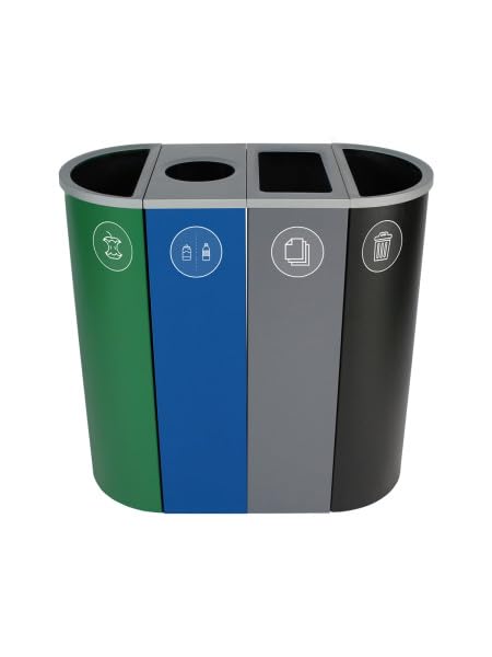 Slim Ellipse 8 Gallon Spectrum Powder Coated Steel Recylcing Bin Used for Commercial Spaces, Offices, Hotels, Apartments (White, Slot Opening - Paper) - color: White, size: Slot Opening - Paper