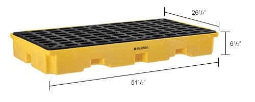 Global Industrial Low Profile Spill Containment Modular Platform, 2 Drum | Capacity, 30 Gallon Liquid Capacity, 5000 Lbs Weight Capacity, 51.5"W x 26.25"D x 6.5"H, Yellow - style: 2 Drum