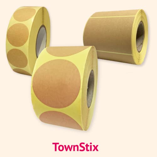 2“ Kraft Brown Round Labels Stickers Roll, 1500 Pack - size: 2" Round (3 Rolls)