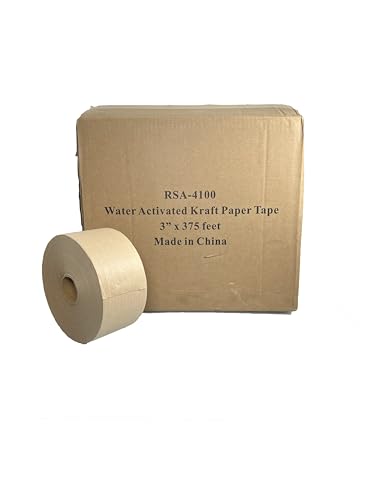3" x 375' Reinforced Kraft Paper Tape Rolls & Dispenser Kit - Gummed Brown Water Activated Tape Dispenser - RSA 4100 (8 Rolls) - style: 8 Rolls