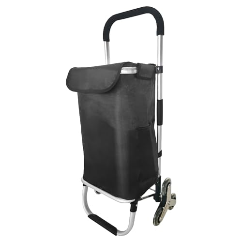 2 in 1 Shopping Cart for Groceries, Foldable Shopping Cart with 6 Wheels - color: Black With Frame