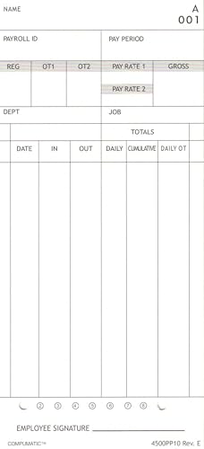 (100) Time Cards for Nile 4500PP and Pyramid 3800, Compatible by COMPUMATIC