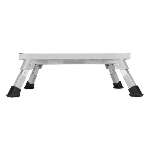 Camco Folding Aluminum Step Stool, Adjustable Height for RV and Trailers, Silver - Lightweight, Foldable, and Heavy-Duty Stepping Platform for Home and Camping - style: Adjustable Step