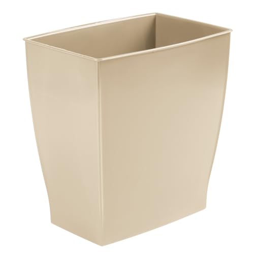 iDesign Small Plastic Bathroom Trash Can, Slim Rectangle Garbage Bin, 4-Pack, Brown - color: Brown, style: Pack of 4
