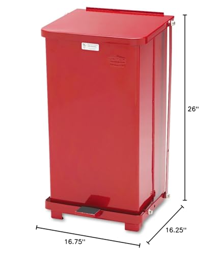 Rubbermaid Commercial Products Defenders Biohazard Steel Trash Can, Step-On, 6.5 GAL, Red, Hospital/Doctor's Office/Healthcare Facilities - color: Red, size: 6.5G