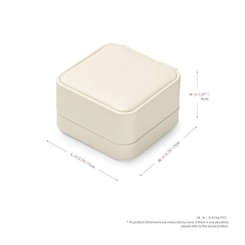 Beige PU Leather Small Jewelry Earring Gift Box - color: Beige Earrings Box