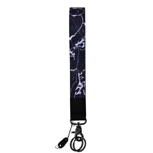 Black Marble Print Wrist Lanyard, Keychain Wristlet Strap with Metal Clasp, for Keys ID Badges Phone Wallet, Women Men Office Travel Lanyard - color: Marble