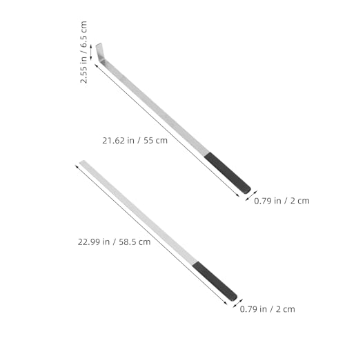 2pcs Supermarket Goods Shelf Management Tool, Stainless Steel Sorting Puller for Merchandise Organization, 22 and 23 Inch Length Pusher Ruler