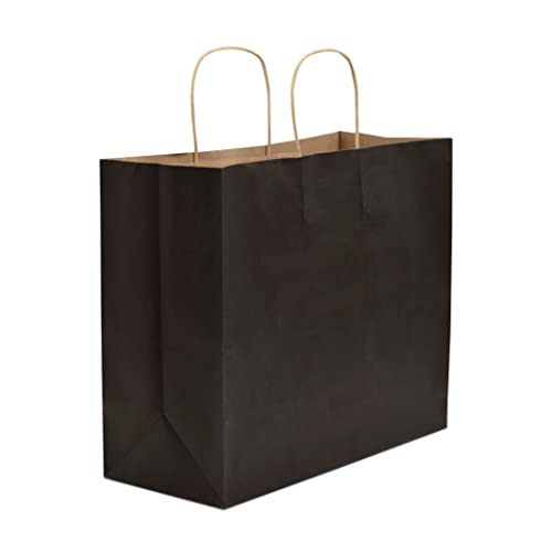 Prime Line Packaging Black Paper Bags with Handles, 16x6x12 Inch, 100 Pack - size: Pack of 100