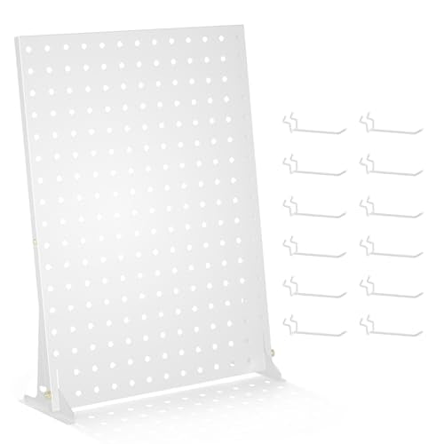Urban Deco 2 PCS Pegboard Display Stand with 24 Hooks, 17 x 13 Inch, White - color: White, style: 2 Set 24 Hooks