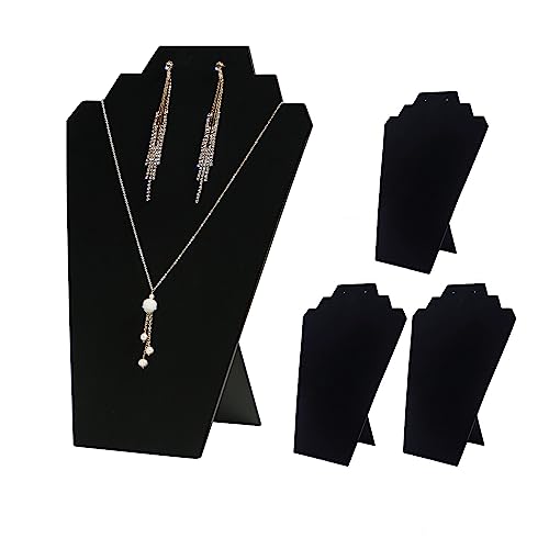 8Pcs/Set Necklace Display Stand for Selling, Earring Necklace Jewelry Set Easel Display Rack,Covered Soft Velvet with Cardboard Easel Necklace Display (Pack of 2) - color: Black Velvet, size: 4pcs design 2 (Pack of 2)
