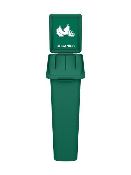 Waste Wise 23 Gallon Recycled HDPE Waste and Recycling Bin for Commercial Spaces - (Green Organics, Lid) - color: Green Organics Lid