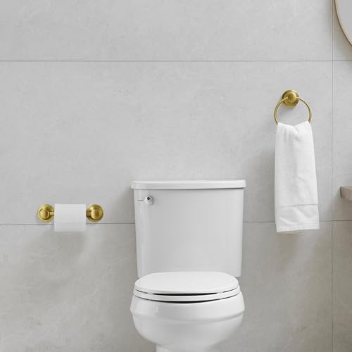 RUMOSE Pivoting Toilet Paper Holder and Hand Towel Ring, Brushed Gold - color: Brushed Gold