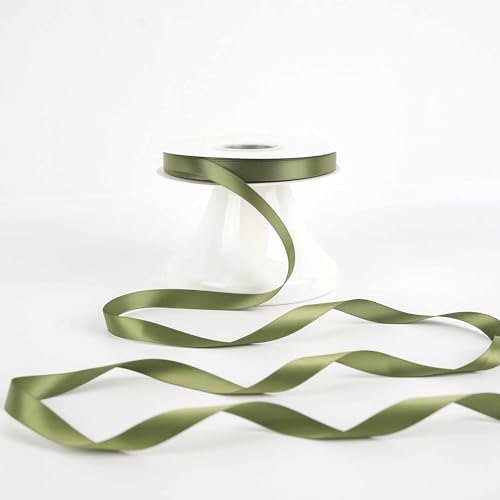 HUIHUANG 1/2 inch Moss Green Double-Faced Satin Ribbon Continuous 50 Yards - color: Moss Green, size: 1/2 inch