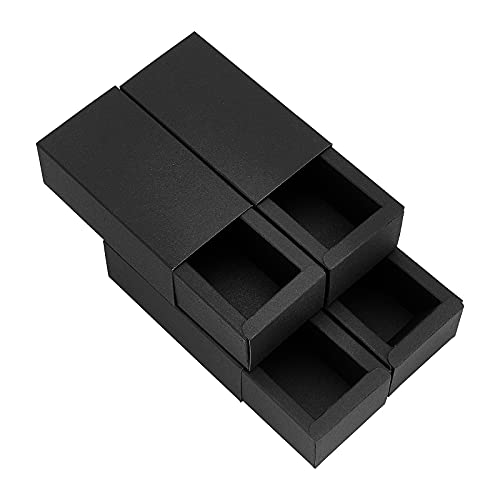 BENECREAT 12PCS Black Kraft Packaging Drawer Box 4x2x1.4 Inch Cardboard Present Box Gift Wrapping Boxes for Lipstick, Small Perfume Essential Oil Bottle - color: Black, size: 1 Count (Pack of 12)