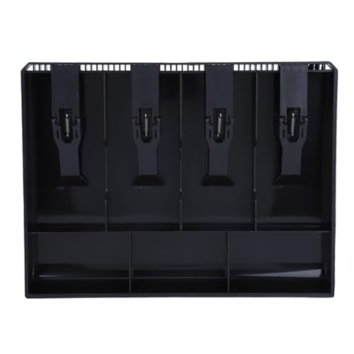 Cash Register Drawer Insert Tray, 4 Bills Cash Till Drawer with Metal Clip Coin Safe Insert Trays Portable Cash Register for Small Businesses