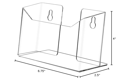 Marketing Holders 4 Pack 6” Brochure Holder Maps Leaflets Booklets Menu Organizer Clear Acrylic Wall Mount Display Countertop Stand Includes Hanging Hardware - size: 6"W Wall Mount Postcard