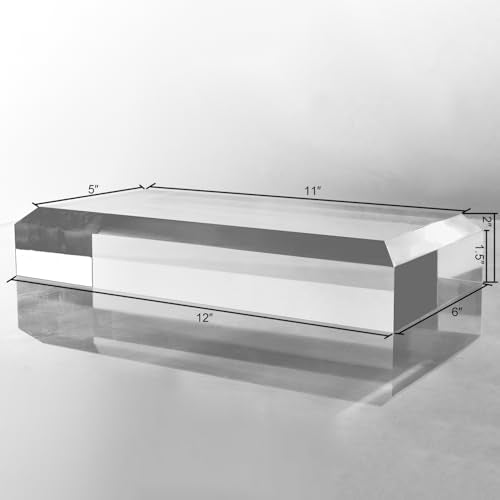 CiaoHER 2in Thickness Beveled Solid Acrylic Display Block Clear Polished Pedestal Stand Riser Solid Base (6x12) - size: 6x12