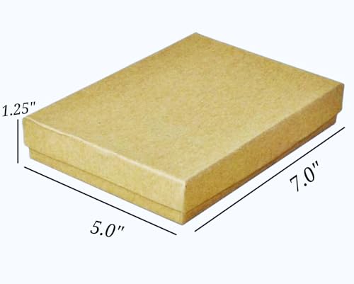 RJ Displays Jewelry Gift Boxes, 6 Pack Brown Kraft Cotton-Filled Cardboard Box for Necklace, Bracelet, Earring & Ornament Gifts, Jewelry Boxes with Lids, Bulk Gift Packaging – 7 1/8" x 5 1/8" x 1 1/8" - color: Brown Kraft