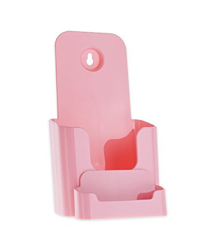 Source One 4 X 9 Inches Tri Fold Brochure Holder with Business Card Holder (1 Pack, Pink) - color: Pink, size: 1 Pack