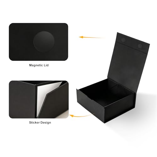 Black Gift Boxes with Lids Pack of 1, 6x6x3 Inch Small Gift Box with Ribbon - color: Black-1P