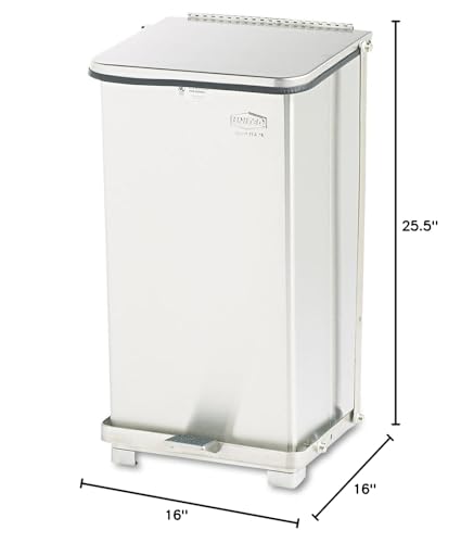 Rubbermaid Commercial Products Defenders Biohazard Steel Trash Can, Step-On, 6.5 GAL, Stainless Steel, Hospital/Doctor's Office/Healthcare Facilities - color: Stainless Steel, size: 6.5G
