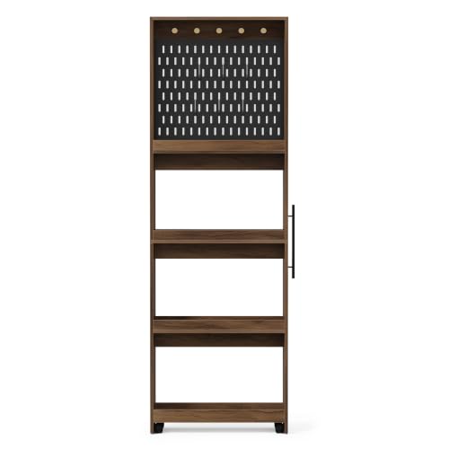 Pull Out Pantry Storage Cart Next to Fridge, Rolling Utility Cart on Wheels - color: Brown&black