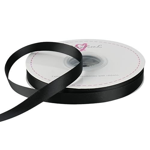 MAYREEL Black Satin Ribbon 1/2 Inch Double Faced 50 Yards Thin - color: Black, size: 1/2 Inch