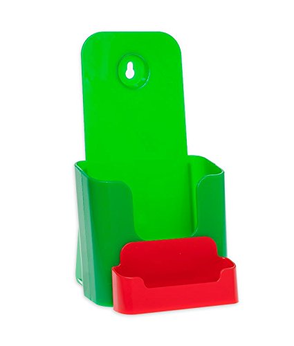 Source One 4 X 9 Inches Tri Fold Brochure Holder with Business Card Holder (1 Pack, Green & Red) - color: Green & Red, size: 1 Pack