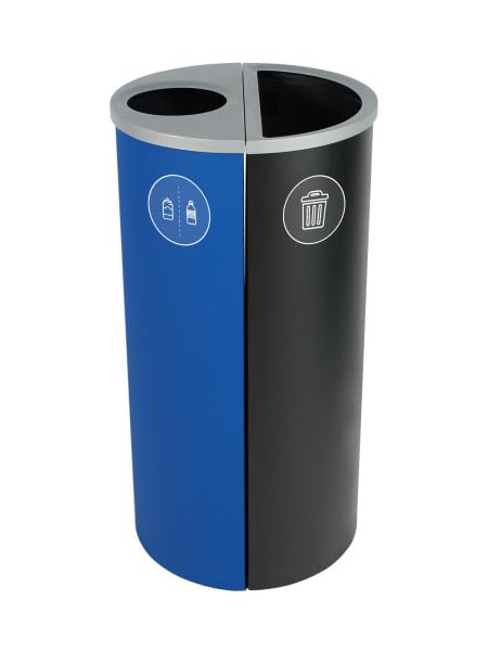 Cube 8 Gallon Spectrum Powder Coated Steel Recylcing Bin Used for Commercial Spaces, Offices, Hotels, Apartments (Blue, Circle Opening - Bottles & Cans) - color: Blue, size: Circle Opening - Bottles & Cans