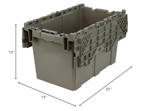 Quantum QDC2213-12 Plastic Storage Container with Attached Flip-Top Lid, 22" x 13" x 12", Gray - size: 22" x 13" x 12"