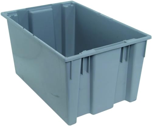 FSE 373-SNT300GYCS Tote Box, Stacks and nest, 29-1/2"L x 19-1/2"W x 15"H, high Impact Polypropylene, Stackable, Gray, Made in USA