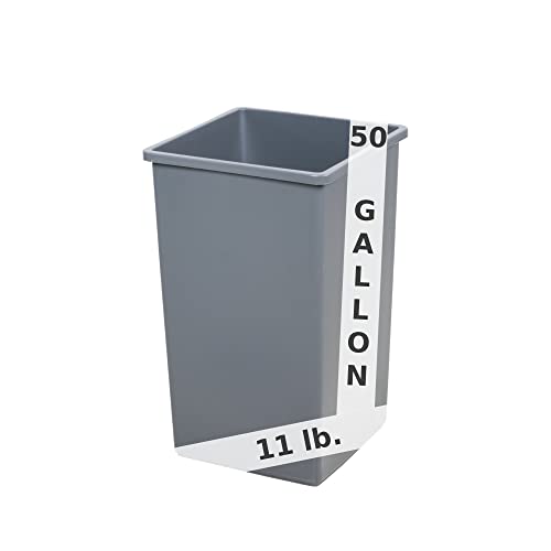 50 Gallon Gray Square Trash Can with lid Restaurant Trash can Commercial Trash can Tall Plastic Trash can Industrial Trash can Square Trash cans for Kitchen Trash can with Swing lid - color: Gray, size: 50 Gallon