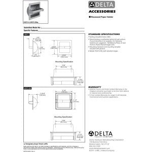 DELTA FAUCET 45072 Brass Recessed Paper Holder with Brass Roller, Chrome
