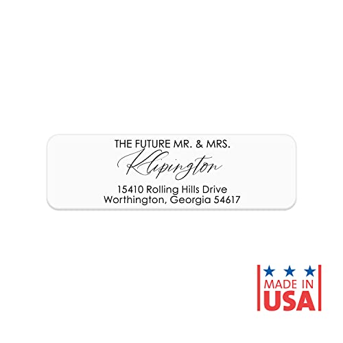 Future Mr and Mrs Rolled Address Labels / 250 Personalized Return Address Labels/Designer Address Stickers in Elegant Plastic Dispenser - size: 250 Labels, style: The Future Mr/Mrs
