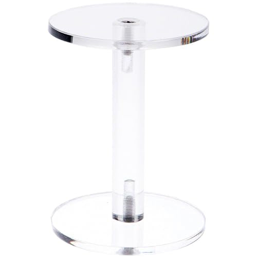 Plymor 4.25" H x 3" Round Clear Acrylic Barbell Pedestal Display Riser - size: 4.25" x 3" x 3"