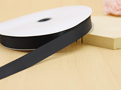 3/4" Black Double Face Satin Ribbon 100yd for Gifts - color: Black, size: 7/8 inch