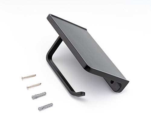 Linkaa Toilet Paper Holder with Phone Shelf,Black Toilet Tissue Dispenser - color: Matte Black