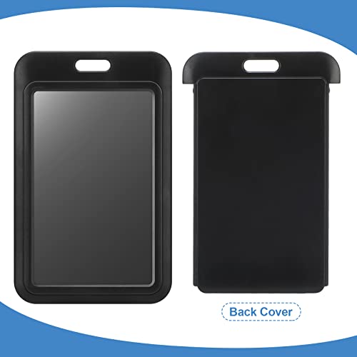 Eaasty 40 Pcs Hard Plastic ID Badge Holder Vertical Slide Open Card Case